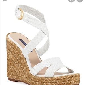 NWT Stuart Weitzman white Elsie wedge sandalsize 6